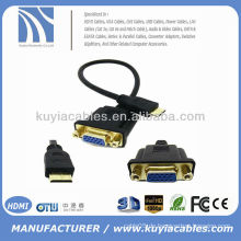 1FT 0.3M Mini HDMI Mann zu VAG HD15 weiblicher M / F Verbindungsstück-Adapter HDTV Kabel 30cm